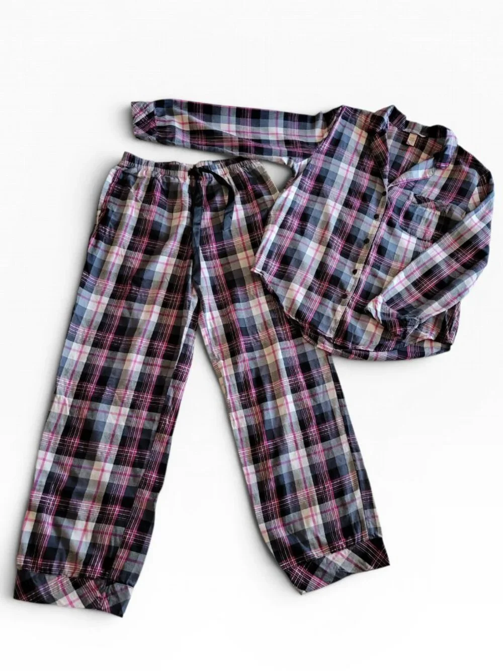 Victoria's Secret Plaid Button-Front Pajama Set (Size S)
